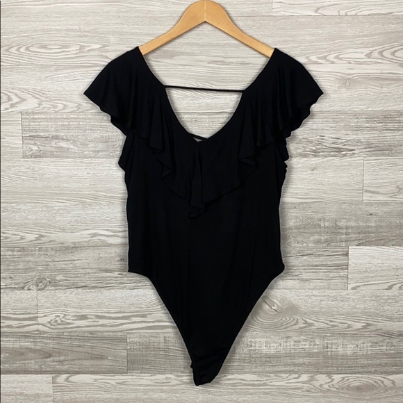 Lilian Black Ruffle Plus size Body Suit - Picture 5 of 7